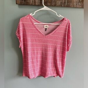 C&S pink and white stripped shirt size small